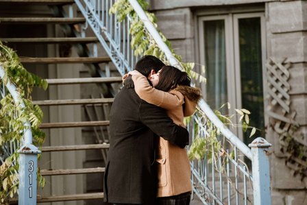 Carré Saint-Louis marriage proposal photo; Komal and Vishal's surprise proposal; Montreal surprise photographer; Plateau Mont-Royal surprise proposal; Square Saint-Louis surprise proposal photo
