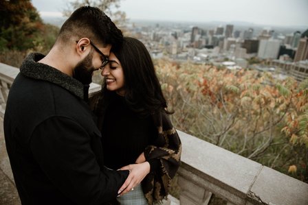 Montreal surprise proposal photographer; Surprise marriage proposal photographer MTL; Chalet du Mont Royal surprise proposal; Harleen and Mehtab's Montreal marriage proposal; John KOO Photography; Kondiaronk Belvedere surprise proposal photographer