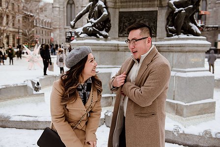Montreal surprise marriage proposal photographer; Notre Dame Basilica surprise proposal; Old Montreal surprise proposal photographer; Rachel and Justin's Montreal surprise proposal photographer; She said yes; Winter surprise proposal Montreal