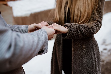 Montreal Engagement Photographer; Ferris Wheel Montreal portrait photo; Lucille and Max's winter engagement shoot; Montreal Pre-Wedding photographer; Old Montreal engagement photo session; Dog child