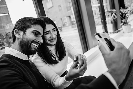 Carré Saint-Louis marriage proposal photo; Komal and Vishal's surprise proposal; Montreal surprise photographer; Plateau Mont-Royal surprise proposal; Square Saint-Louis surprise proposal photo