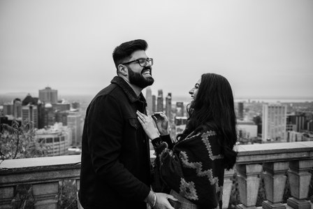 Montreal surprise proposal photographer; Surprise marriage proposal photographer MTL; Chalet du Mont Royal surprise proposal; Harleen and Mehtab's Montreal marriage proposal; John KOO Photography; Kondiaronk Belvedere surprise proposal photographer