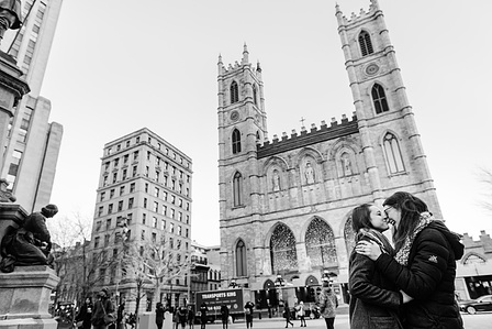 Montreal surprise proposal photographer, LGBTQ+ surprise proposal in Montreal, Old Montreal surprise proposal, destination surprise proposal, World trade centre proposal