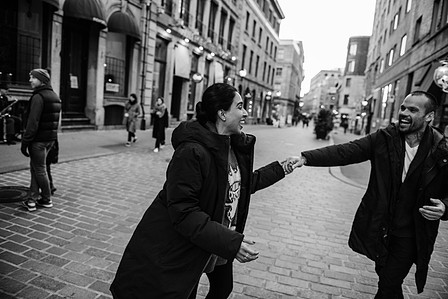 John KOO Photography; Marriage proposal MTL photo; Montreal Surprise proposal photographer; Old Montreal Surprise Proposal; Preet and Danny's Montreal surprise proposal photographer