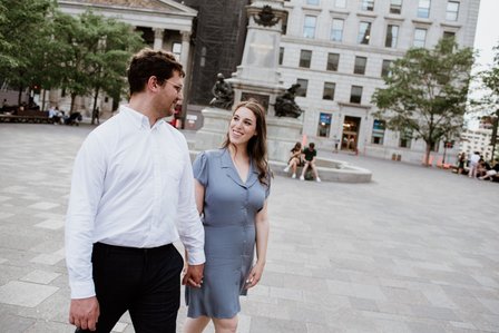 Old Montreal Engagement Photo, Montreal Engagement Photo, Montreal Pre-Wedding photographer, Montreal wedding Photographer, Danielle and Andrew's MTL engagement photographer, Tommy Cafe Montreal, Le Petit Dep Montreal