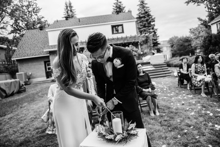 Montreal wedding Photographer; Montreal wedding photo; Carrie Ma officiant; Charlotte Flannery MUA hair stylist; FSEV wedding officiant; Jamie and Newton's wedding; John KOO Photography; Kristina Chan desserts; Longueuil wedding; Oxide design florist