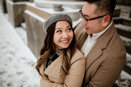 Montreal surprise marriage proposal photographer; Notre Dame Basilica surprise proposal; Old Montreal surprise proposal photographer; Rachel and Justin's Montreal surprise proposal photographer; She said yes; Winter surprise proposal Montreal