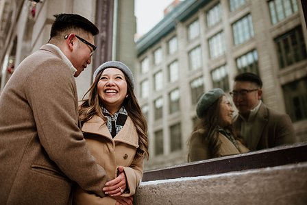 Montreal surprise marriage proposal photographer; Notre Dame Basilica surprise proposal; Old Montreal surprise proposal photographer; Rachel and Justin's Montreal surprise proposal photographer; She said yes; Winter surprise proposal Montreal