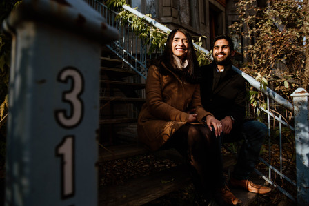 Carré Saint-Louis marriage proposal photo; Komal and Vishal's surprise proposal; Montreal surprise photographer; Plateau Mont-Royal surprise proposal; Square Saint-Louis surprise proposal photo