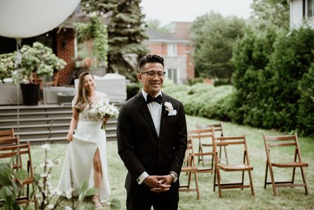 Montreal wedding Photographer; Montreal wedding photo; Carrie Ma officiant; Charlotte Flannery MUA hair stylist; FSEV wedding officiant; Jamie and Newton's wedding; John KOO Photography; Kristina Chan desserts; Longueuil wedding; Oxide design florist