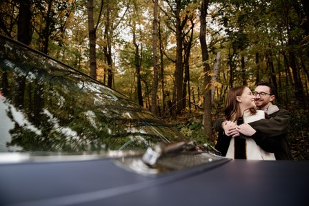Montreal wedding Photographer; 1969 Cadillac Deville Convertible; Colourful leaves Montreal; Fall Autumn photo shoot; Jewish wedding Montreal; John KOO Photography; Montreal Jewish engagement photographer; Montreal Pre-Wedding photographer; Throwback Tour