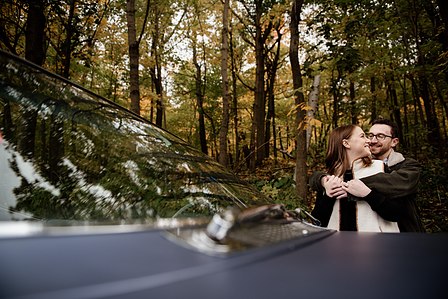 Montreal wedding Photographer; 1969 Cadillac Deville Convertible; Colourful leaves Montreal; Fall Autumn photo shoot; Jewish wedding Montreal; John KOO Photography; Montreal Jewish engagement photographer; Montreal Pre-Wedding photographer; Throwback Tour