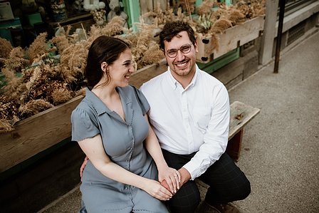 Old Montreal Engagement Photo, Montreal Engagement Photo, Montreal Pre-Wedding photographer, Montreal wedding Photographer, Danielle and Andrew's MTL engagement photographer, Tommy Cafe Montreal, Le Petit Dep Montreal