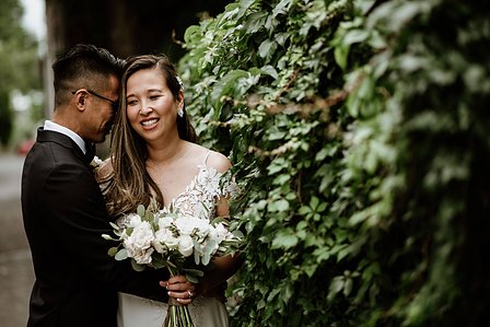 Montreal wedding Photographer; Montreal wedding photo; Carrie Ma officiant; Charlotte Flannery MUA hair stylist; FSEV wedding officiant; Jamie and Newton's wedding; John KOO Photography; Kristina Chan desserts; Longueuil wedding; Oxide design florist