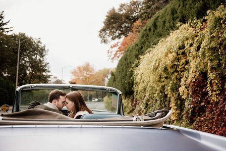 Montreal wedding Photographer; 1969 Cadillac Deville Convertible;  Fall Autumn photo shoot; Jewish wedding Montreal; John KOO Photography; Montreal Jewish engagement photographer; Montreal Pre-Wedding photographer; Throwback 