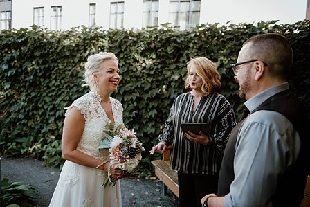 Chateau Ramezay wedding venue photo Montreal, Courtyard wedding. Montreal wedding photographer, Melanie and Robert's Montreal elopement photographer. Melanie and Robert's Montreal wedding, Montreal Wedding Photography.