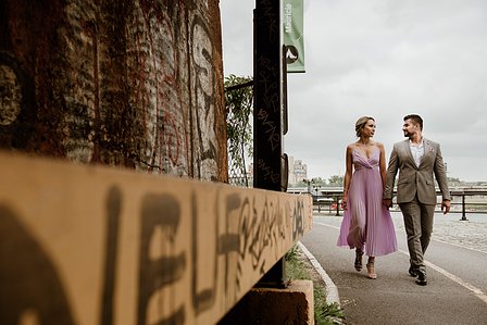 Wedding photographer in Montreal, prewedding engagement photographer, Basin Peel Montreal, Urban couple’s portrait session