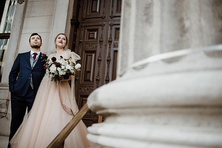 Corinne and Maxime's wedding; John KOO Photography; Les Enfants Terribles MTL wedding; Montreal Jewish wedding photographer; Montreal wedding Photographer; Old Montreal wedding portraits; Square Victoria wedding photos
