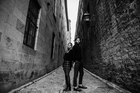 Montreal couple's anniversary portrait photoshoot, High school sweethearts photography, Montreal Portrait photographer, Old Montreal photo session
