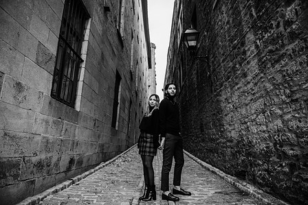 Montreal couple's anniversary portrait photoshoot, High school sweethearts photography, Montreal Portrait photographer, Old Montreal photo session