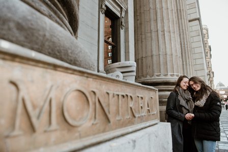 Montreal surprise proposal photographer, LGBTQ+ surprise proposal in Montreal, Old Montreal surprise proposal, destination surprise proposal, World trade centre proposal