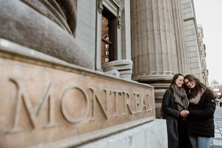 Montreal surprise proposal photographer, LGBTQ+ surprise proposal in Montreal, Old Montreal surprise proposal, destination surprise proposal, World trade centre proposal