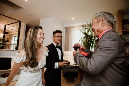 Montreal wedding Photographer; Montreal wedding photo; Carrie Ma officiant; Charlotte Flannery MUA hair stylist; FSEV wedding officiant; Jamie and Newton's wedding; John KOO Photography; Kristina Chan desserts; Longueuil wedding; Oxide design florist