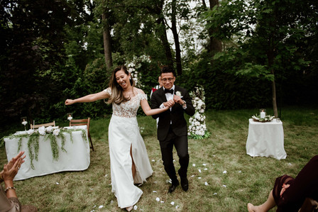 Montreal wedding Photographer; Montreal wedding photo; Carrie Ma officiant; Charlotte Flannery MUA hair stylist; FSEV wedding officiant; Jamie and Newton's wedding; John KOO Photography; Kristina Chan desserts; Longueuil wedding; Oxide design florist