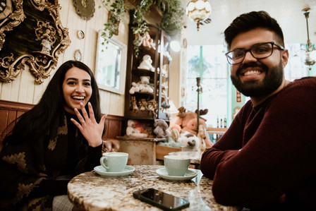Montreal surprise proposal photographer; Surprise marriage proposal photographer MTL; Chalet du Mont Royal surprise proposal; Harleen and Mehtab's Montreal marriage proposal; John KOO Photography; Kondiaronk Belvedere surprise proposal photographer