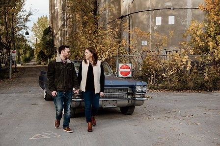 Montreal wedding Photographer; 1969 Cadillac Deville Convertible; Colourful leaves Montreal; Fall Autumn photo shoot; Jewish wedding Montreal; John KOO Photography; Montreal Jewish engagement photographer; Montreal Pre-Wedding photographer; Throwback Tour