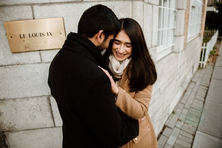 Carré Saint-Louis marriage proposal photo; Komal and Vishal's surprise proposal; Montreal surprise photographer; Plateau Mont-Royal surprise proposal; Square Saint-Louis surprise proposal photo