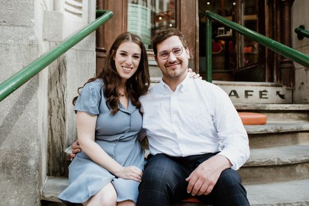Old Montreal Engagement Photo, Montreal Engagement Photo, Montreal Pre-Wedding photographer, Montreal wedding Photographer, Danielle and Andrew's MTL engagement photographer, Tommy Cafe Montreal, Le Petit Dep Montreal