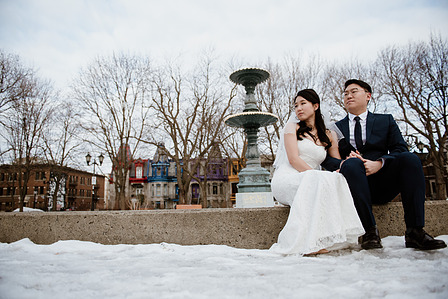 Montreal prewedding photographer, Montreal winter engagement photographer, wedding portraits, engagement photos