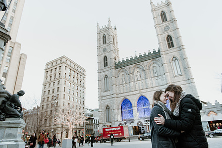 Montreal surprise proposal photographer, LGBTQ+ surprise proposal in Montreal, Old Montreal surprise proposal, destination surprise proposal, World trade centre proposal