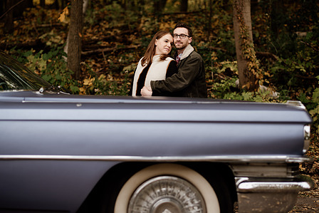 Montreal wedding Photographer; 1969 Cadillac Deville Convertible; Colourful leaves Montreal; Fall Autumn photo shoot; Jewish wedding Montreal; John KOO Photography; Montreal Jewish engagement photographer; Montreal Pre-Wedding photographer; Throwback Tour