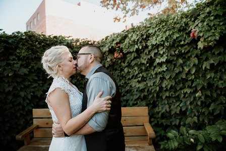 Chateau Ramezay wedding venue photo Montreal, Courtyard wedding. Montreal wedding photographer, Melanie and Robert's Montreal elopement photographer. Melanie and Robert's Montreal wedding, Montreal Wedding Photography.