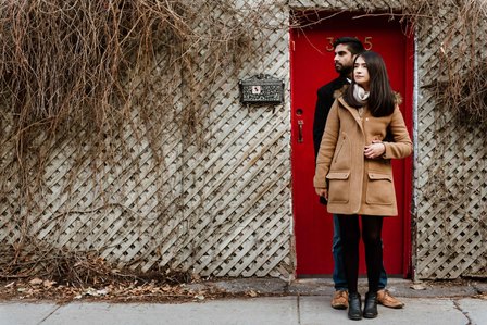 Carré Saint-Louis marriage proposal photo; Komal and Vishal's surprise proposal; Montreal surprise photographer; Plateau Mont-Royal surprise proposal; Square Saint-Louis surprise proposal photo