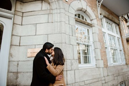 Carré Saint-Louis marriage proposal photo; Komal and Vishal's surprise proposal; Montreal surprise photographer; Plateau Mont-Royal surprise proposal; Square Saint-Louis surprise proposal photo