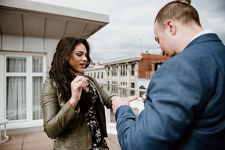 Hotel Saint Sulpice Montreal; Montreal Proposal photographer; Montreal Proposal photography; Montreal Surprise proposal photographer; Montreal wedding photographer; Meggy and Satnislav’s surprise proposal, Old Montreal surprise proposal photo