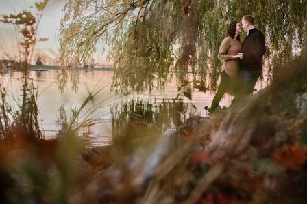 Montreal Engagement Photographer; Fall Autumn photo shoot; John KOO Photography; Julianne and Marc's engagement shoot; Lachine Canal; Sunset Montreal; Sunset engagement photo; engagement photos