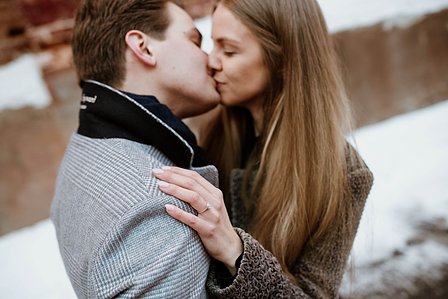 Montreal Engagement Photographer; Ferris Wheel Montreal portrait photo; Lucille and Max's winter engagement shoot; Montreal Pre-Wedding photographer; Old Montreal engagement photo session; Dog child