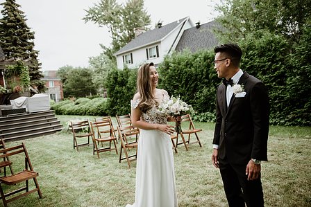 Montreal wedding Photographer; Montreal wedding photo; Carrie Ma officiant; Charlotte Flannery MUA hair stylist; FSEV wedding officiant; Jamie and Newton's wedding; John KOO Photography; Kristina Chan desserts; Longueuil wedding; Oxide design florist