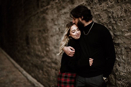 Montreal couple's anniversary portrait photoshoot, High school sweethearts photography, Montreal Portrait photographer, Old Montreal photo session