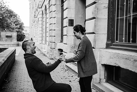 John KOO Photography; Marriage proposal MTL photo; Montreal Surprise proposal photographer; Old Montreal Surprise Proposal; Preet and Danny's Montreal surprise proposal photographer