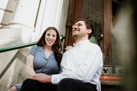 Old Montreal Engagement Photo, Montreal Engagement Photo, Montreal Pre-Wedding photographer, Montreal wedding Photographer, Danielle and Andrew's MTL engagement photographer, Tommy Cafe Montreal, Le Petit Dep Montreal