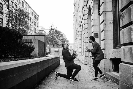 John KOO Photography; Marriage proposal MTL photo; Montreal Surprise proposal photographer; Old Montreal Surprise Proposal; Preet and Danny's Montreal surprise proposal photographer
