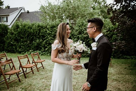 Montreal wedding Photographer; Montreal wedding photo; Carrie Ma officiant; Charlotte Flannery MUA hair stylist; FSEV wedding officiant; Jamie and Newton's wedding; John KOO Photography; Kristina Chan desserts; Longueuil wedding; Oxide design florist