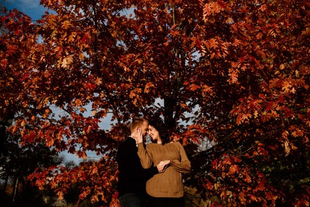 Fall Autumn photo shoot; John KOO Photography; Julianne and Marc's engagement shoot; Lachine Canal; Montreal Engagement Photographer; Sunset Montreal; Sunset engagement photo; engagement photos