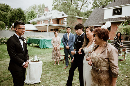 Montreal wedding Photographer; Montreal wedding photo; Carrie Ma officiant; Charlotte Flannery MUA hair stylist; FSEV wedding officiant; Jamie and Newton's wedding; John KOO Photography; Kristina Chan desserts; Longueuil wedding; Oxide design florist