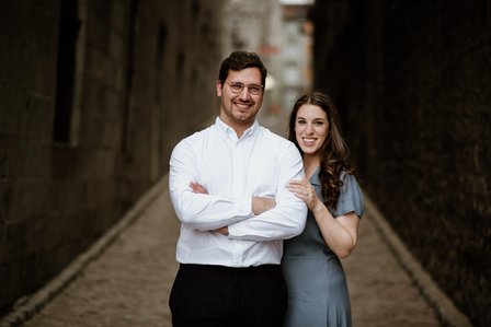 Old Montreal Engagement Photo, Montreal Engagement Photo, Montreal Pre-Wedding photographer, Montreal wedding Photographer, Danielle and Andrew's MTL engagement photographer, Tommy Cafe Montreal, Le Petit Dep Montreal